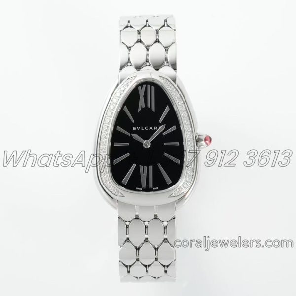 Replica Bvlgari Serpenti Seduttori Bvf Ref 103361 Black Dial In Steel With Diamonds (1)