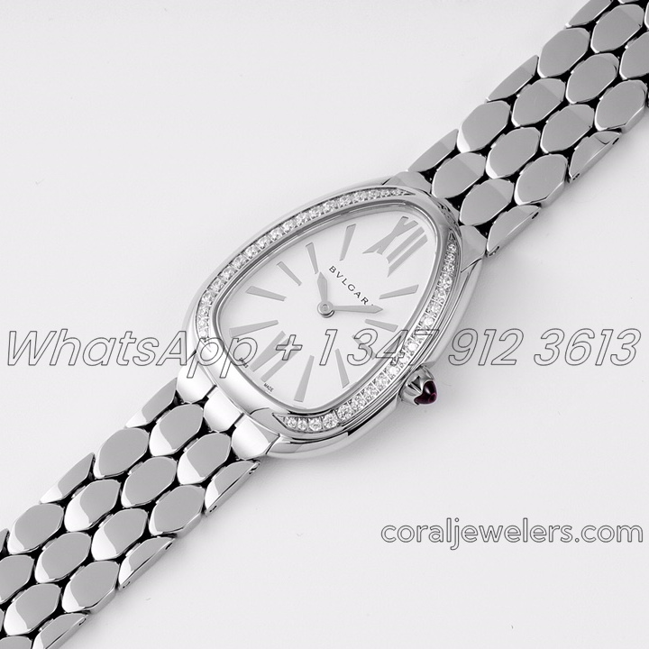 Replica Bvlgari Serpenti Seduttori Bvf Ref 103361 White Dial In Steel With Diamonds (2)