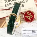 Replica Cartier Baignoire Af Mini Silver Dial In Yellow Gold On Green Leather Strap (8)