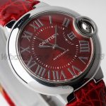 Replica Cartier Ballon Bleu 33mm Af Quartz Red Dial In Red Leather Strap (4)