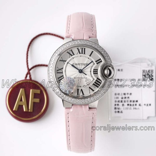 Replica Cartier Ballon Bleu 33mm Af Ss & Diamonds Silver Dial (1)