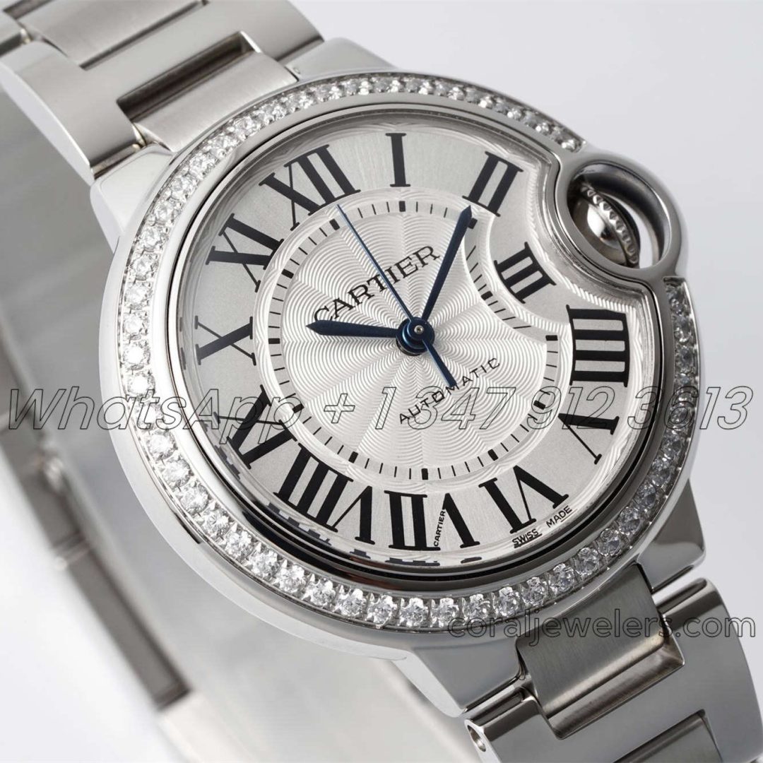 Replica Cartier Ballon Bleu 33mm Af Silver Dial With Diamond Bezel In Steel (3)