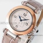 Replica Cartier Pasha 30mm Af White Dial In Pink Leather Strap (3)