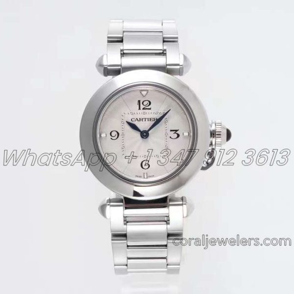 Replica Cartier Pasha 30mm Af White Dial In Steel Bracelet (1)