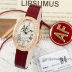 Replica Cartier Baignoire Af Mini Silver Dial In Rose Gold On Red Leather Strap (1)