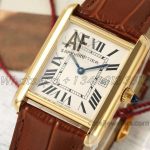 Replica Cartier Tank Louis Ladies Af White Dial In Yellow Gold In Brown Leather Strap (2)