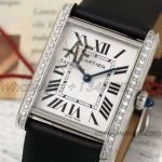 Replica Cartier Tank Louis Ladies Af White Dial With Diamond Bezel In Steel (2)