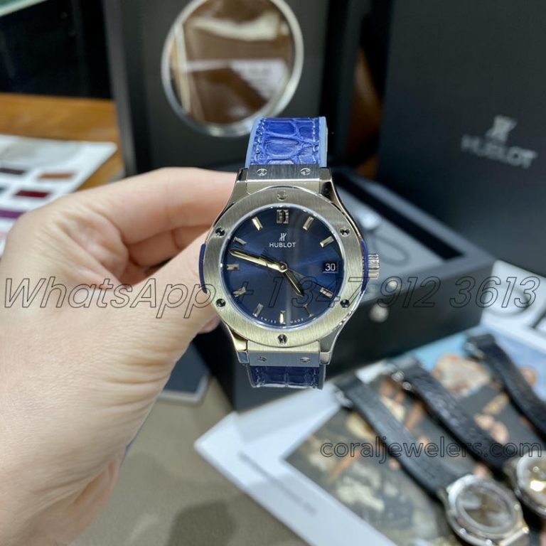 Replica Gsf Hublot Classic Fusion Stainless Steel 33mm Blue Dial Swiss Quartz Movement (2)