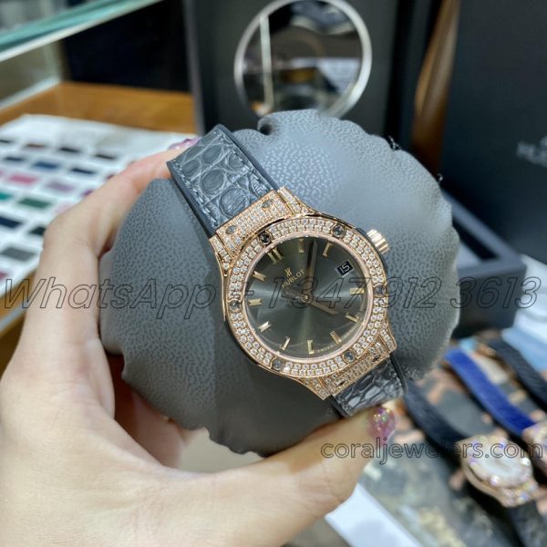 Replica Gsf Hublot Classic Fusion Stainless Steel 33mm Rg & Diamond Anthracite Dial (1)