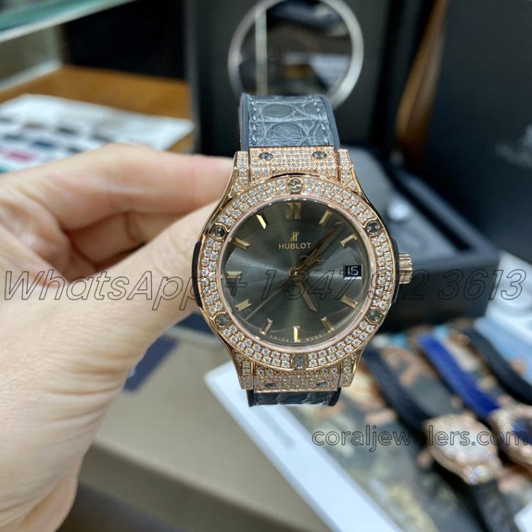 Replica Gsf Hublot Classic Fusion Stainless Steel 33mm Rg & Diamond Anthracite Dial (2)