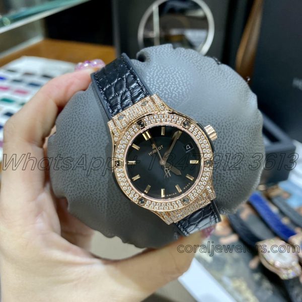 Replica Gsf Hublot Classic Fusion Stainless Steel 33mm Rg & Diamond Black Dial (1)