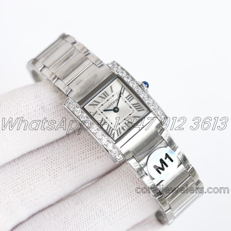 Replica Cartier Tank Francaise Ladies M+ White Dial With Diamond Bezel (2)