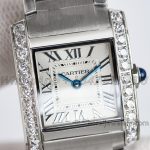 Replica Cartier Tank Francaise Ladies M+ White Dial With Diamond Bezel (4)