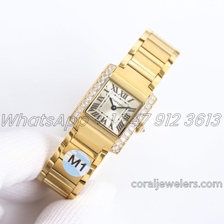 Replica Cartier Tank Francaise Ladies M+ Yellow Gold With Diamond Bezel (2)