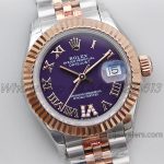 Replica Rolex Ladies Datejust 28mm 279171 Twf Aubergine Dial With Roman Markers In Rose Goldsteel (2)