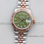 Replica Rolex Ladies Datejust 28mm 279171 Twf Green Dial With Diamond Markers In Rose Goldsteel (1)