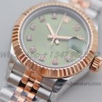 Replica Rolex Ladies Datejust 28mm 279171 Twf Green Dial With Diamond Markers In Rose Goldsteel (3)