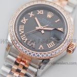 Replica Rolex Ladies Datejust 28mm 279171 Twf Grey Dial With Diamond Bezel In Rose Goldsteel (3)