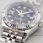 Replica Rolex Ladies Datejust 28mm 279174 Twf Black Dial With Diamond Markers In Steel (3)