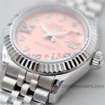 Replica Rolex Ladies Datejust 28mm 279174 Twf Pink Dial Diamond Markers In Steel (3)