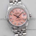 Replica Rolex Ladies Datejust 28mm 279174 Twf Pink Dial With Diamond Markers In Steel (2)