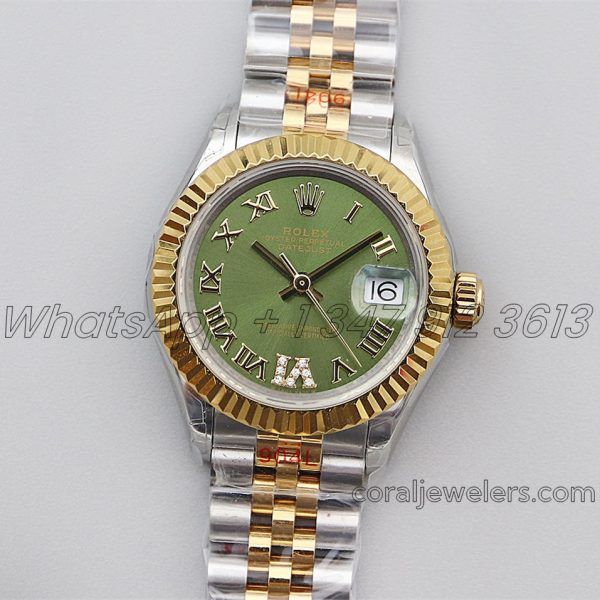 Replica Rolex Ladies Datejust 28mm 279383rbr Twf Aubergine Dial With Roman Markers In Yellow Goldsteel (1)