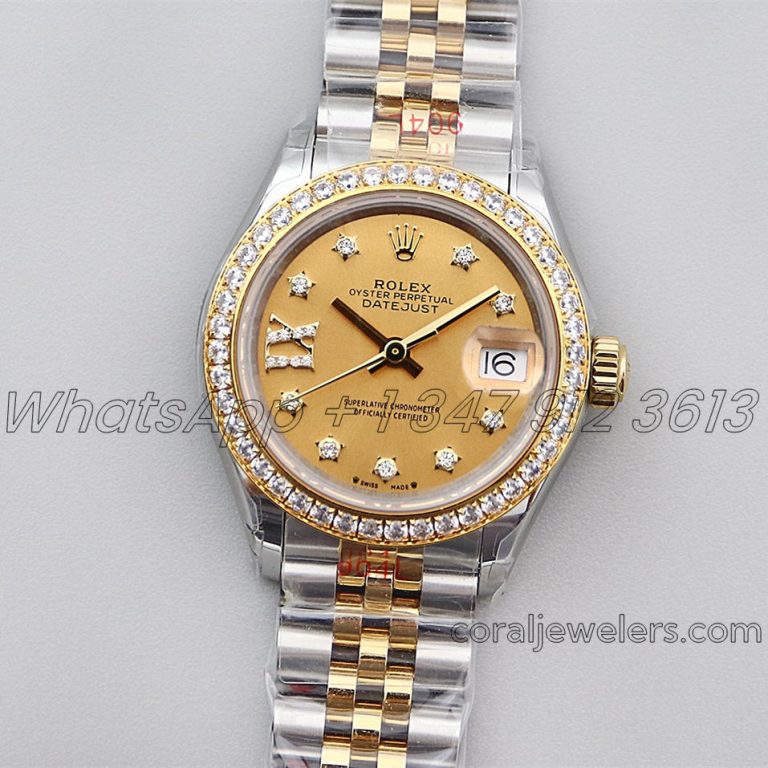 Replica Rolex Ladies Datejust 28mm 279383rbr Twf Champagne Dial With Diamond Bezel In Yellow Goldsteel (10)