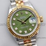 Replica Rolex Ladies Datejust 28mm 279383rbr Twf Green Dial With Diamond Marker In Yellow Goldsteel (2)