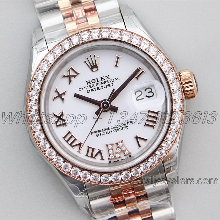 Replica Rolex Ladies Datejust 28mm 279383rbr Twf Mop Dial With Diamond Bezel In Rose Goldsteel (2)