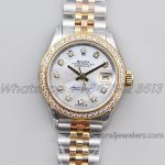 Replica Rolex Ladies Datejust 28mm 279383rbr Twf Mop Dial With Diamond Bezel In Yellow Goldsteel (1)