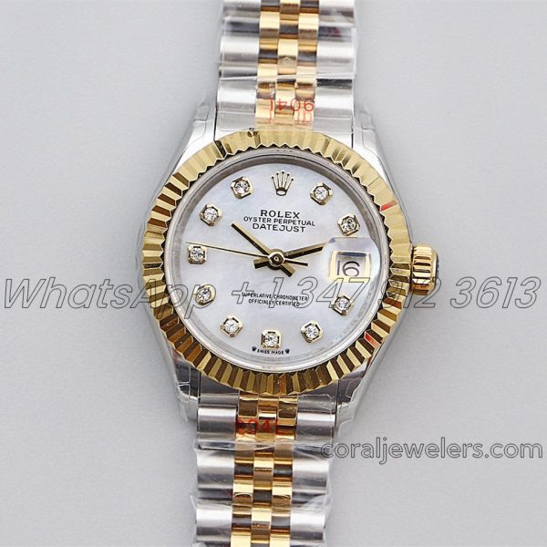 Replica Rolex Ladies Datejust 28mm 279383rbr Twf Mop Dial With Diamond Marker In Yellow Goldsteel (1)