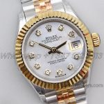 Replica Rolex Ladies Datejust 28mm 279383rbr Twf Mop Dial With Diamond Marker In Yellow Goldsteel (2)