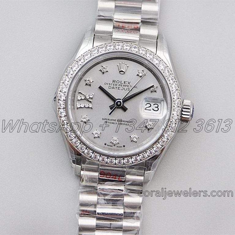 Replica Rolex Ladies Datejust 28mm 279384rbr Twf Silver Dial Diamond Markers In Steel (1)