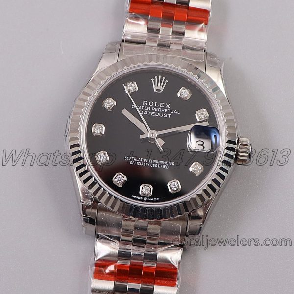 Replica Rolex Ladies Datejust 31mm 278273 Twf Black Dial Diamond Markers (1)