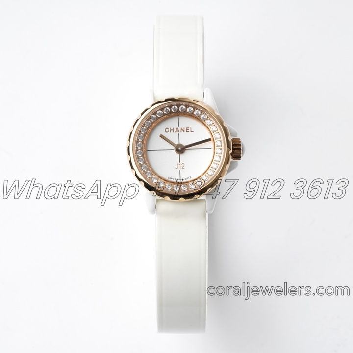 Replica Chanel Ladies J12.xs Bvf 19mm White Dial Rg With Diamond Bezel (2)