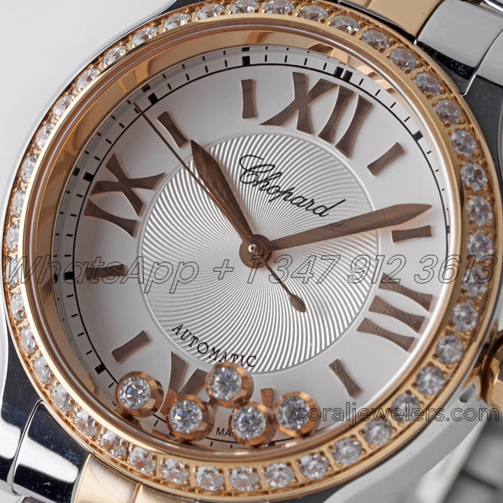 Replica Chopard Happy Sport Automatic Zf 30mm White Dial With Diamond Bezel In Steelrose Gold (2)