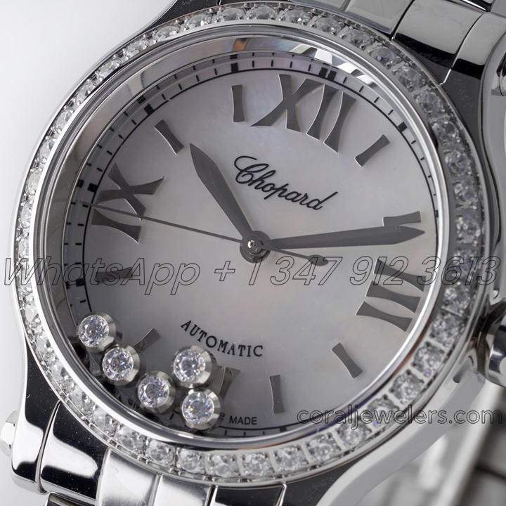 Replica Chopard Happy Sport Automatic Zf 30mm White Mop Dial With Diamond Bezel In Steel (2)