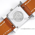 Replica Hermes Heure H 21mm Bvf Mop Dial In Steel With Diamond Bezel On Brown Espom Leather Strap (8)