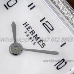 Replica Hermes Heure H 21mm Bvf Mop Dial In Steel With Diamond Bezel On Dark Brown Leather Strap (4)