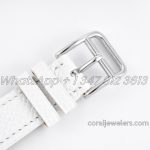 Replica Hermes Heure H 21mm Bvf Mop Dial In Steel With Diamond Bezel On White Epsom Leather Strap (6)