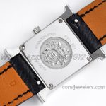 Replica Hermes Heure H 21mm Bvf White Dial In Steel On Black Epsom Leather Strap (8)