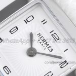 Replica Hermes Heure H 21mm Bvf White Dial In Steel On White Epsom Leather Strap (4)