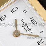 Replica Hermes Heure H 21mm Bvf White Dial In Yellow Gold On Black Leather Strap (4)