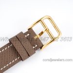 Replica Hermes Heure H 21mm Bvf White Dial In Yellow Gold On Brown Leather Strap (9)