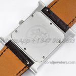 Replica Hermes Heure H 26mm Bvf Mop Dial In Steel With Diamond Bezel On Dark Brown Leather Strap (8)