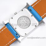 Replica Hermes Heure H 26mm Bvf White Dial In Steel On Blue Leather Strap (8)