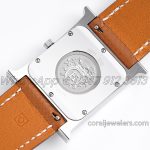 Replica Hermes Heure H 26mm Bvf White Dial In Steel On Brown Epsom Leather Strap (8)