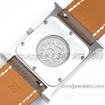 Replica Hermes Heure H 26mm Bvf White Dial In Steel On Dark Brown Epsom Leather Strap (8)