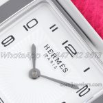 Replica Hermes Heure H 26mm Bvf White Dial In Steel On Light Pink Epsom Leather Strap (4)