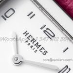 Replica Hermes Heure H 26mm Bvf White Dial In Steel On Light Pink Epsom Leather Strap (4)